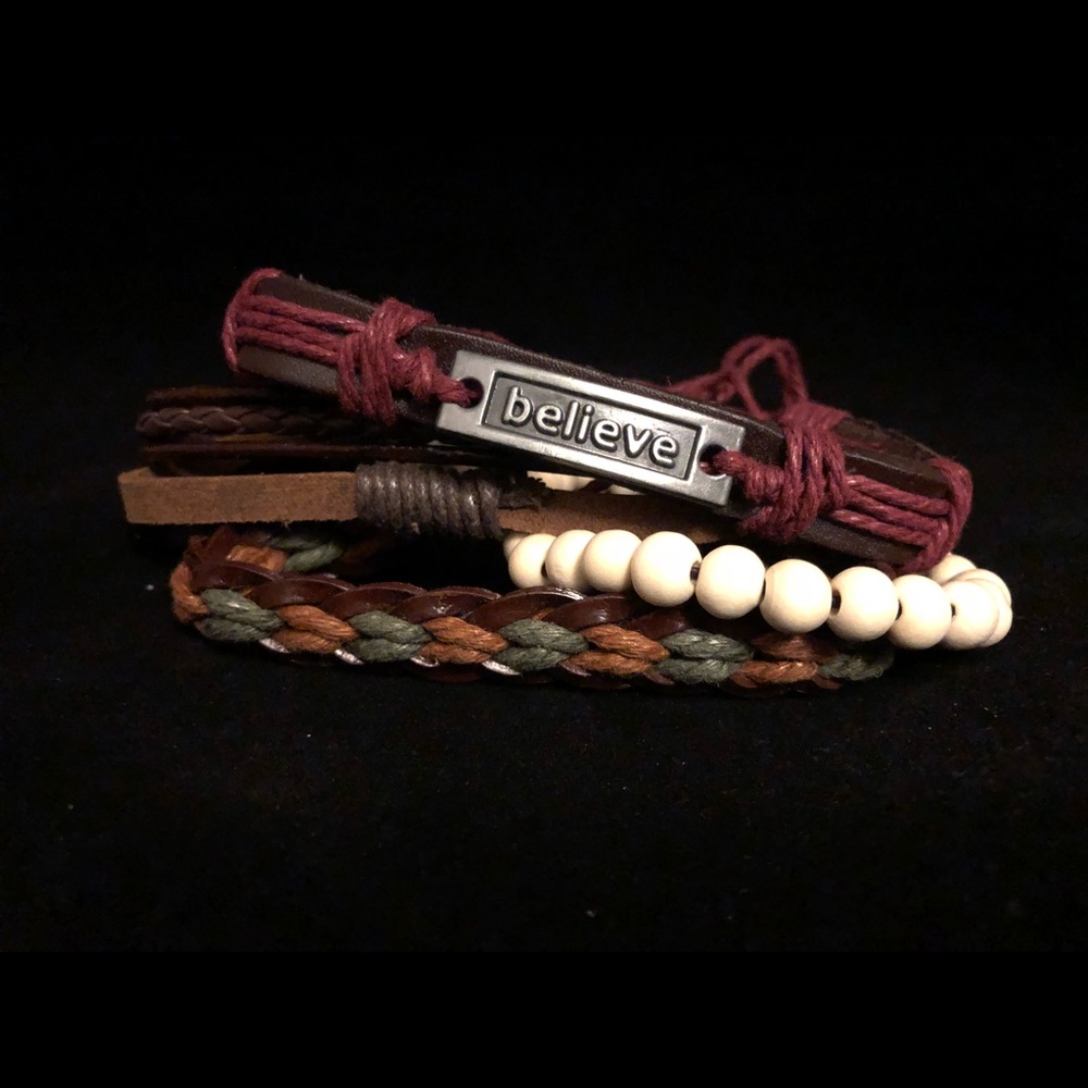 Genuine leather bracelets 4 in 1
